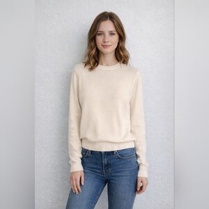 Naked Cashmere Size S Cream Crew Neck Sweater 100% Cashmere